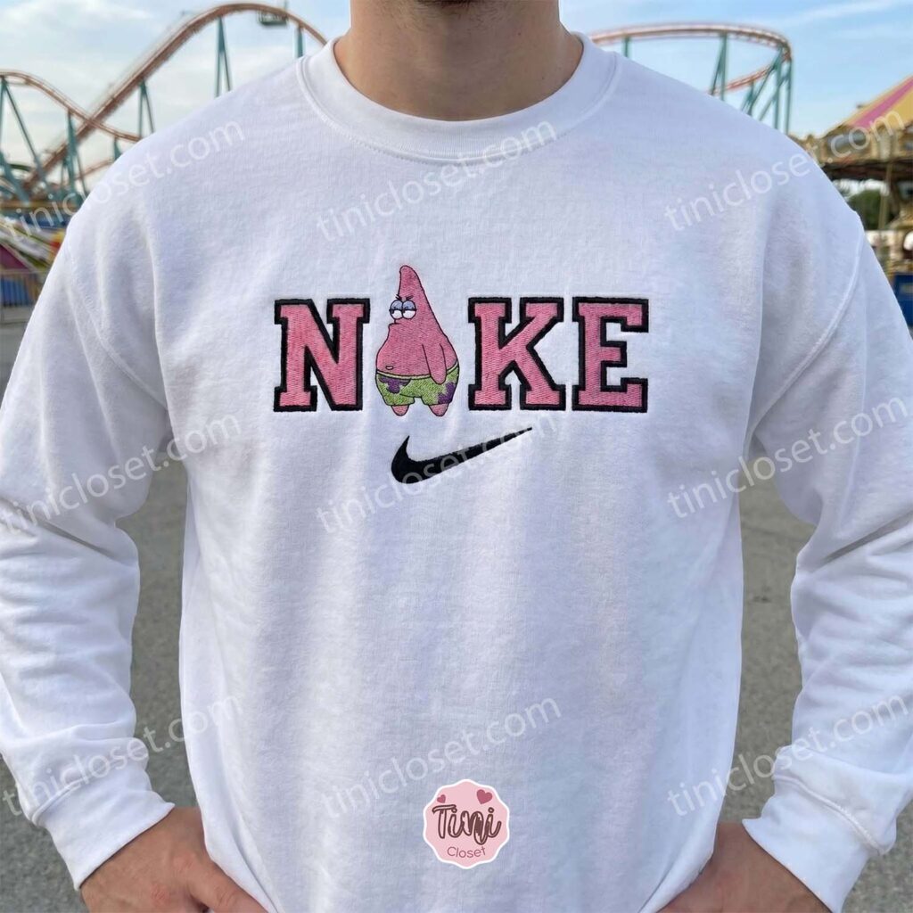 Funny Patrick Star Embroidered Sweatshirt, Pop Culture Cartoon Character T-shirt, Boyfriend Hoodie Gift
