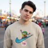 SpongeBob Snowboarding Embroidered Sweatshirt, Funny Winter Cartoon Hoodie, Bestie Matching Shirts