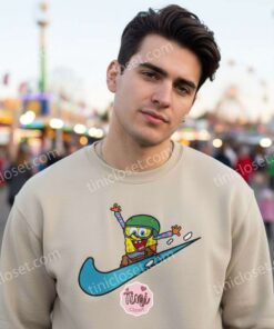 SpongeBob Snowboarding Embroidered Sweatshirt, Funny Winter Cartoon Hoodie, Bestie Matching Shirts (1)