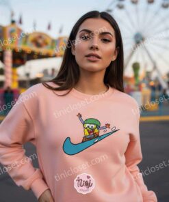 SpongeBob Snowboarding Embroidered Sweatshirt, Funny Winter Cartoon Hoodie, Bestie Matching Shirts (2)