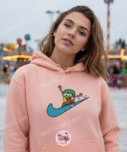 SpongeBob Snowboarding Embroidered Sweatshirt, Funny Winter Cartoon Hoodie, Bestie Matching Shirts (3)