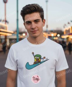 SpongeBob Snowboarding Embroidered Sweatshirt, Funny Winter Cartoon Hoodie, Bestie Matching Shirts (6)