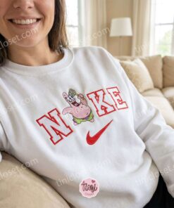 Patrick Star with Net Embroidered Sweatshirt, SpongeBob SquarePants Embroidered Hoodie, Galentine Gift Ideas 1 Patrick Star with Net Embroidered Sweatshirt, SpongeBob SquarePants Embroidered Hoodie, Galentine Gift Ideas (1)