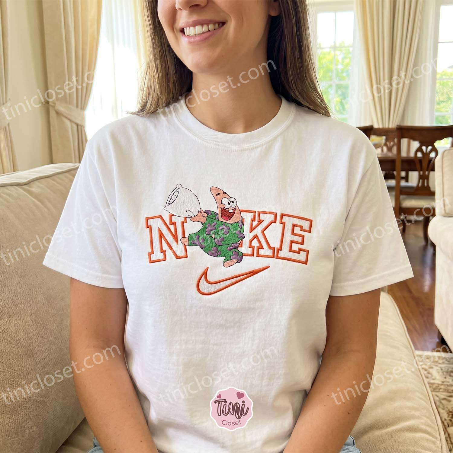 Patrick Star with Pillow Embroidered Sweatshirt, SpongeBob SquarePants Embroidered Hoodie, Galentine Gift Ideas Patrick Star with Pillow Embroidered Sweatshirt, SpongeBob SquarePants Embroidered Hoodie, Galentine Gift Ideas