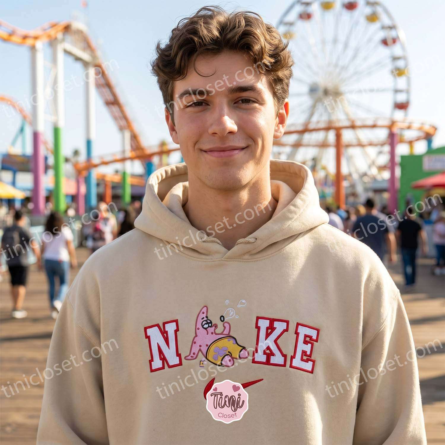 Patrick Stark Bubble Blowing Embroidered Sweatshirt, SpongeBob SquarePants Embroidered T-shirt, Bestie Matching Shirts Patrick Stark Bubble Blowing Embroidered Sweatshirt, SpongeBob SquarePants Embroidered T-shirt, Bestie Matching Shirts