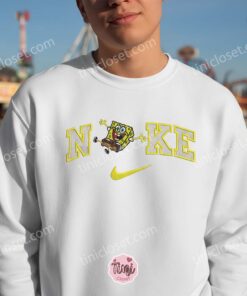 Funny SpongeBob Embroidered Sweatshirt and T-shirt, Cartoon Embroidered Crewneck, Boyfriend Hoodie Gift