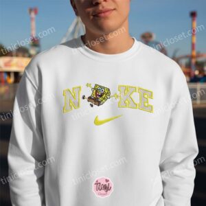 Funny SpongeBob Embroidered Sweatshirt and T shirt, Cartoon Embroidered Crewneck, Boyfriend Hoodie Gift (1)