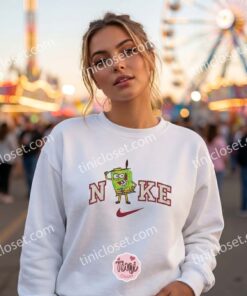 SpongeBob as The Mask Embroidered Sweatshirt, Custom Cartoon Character Embroidered T shirt, Boyfriend Hoodie Gift (1)