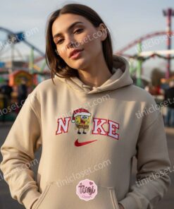 Custom SpongeBob Christmas Cartoon Embroidered Sweatshirt, Just Because Gift For Him, Funny Christmas Hoodie & Crewneck (1)