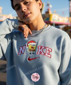 Custom SpongeBob Christmas Cartoon Embroidered Sweatshirt, Just Because Gift For Him, Funny Christmas Hoodie & Crewneck (2)