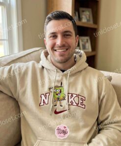 SpongeBob as The Mask Embroidered Sweatshirt, Custom Cartoon Character Embroidered T-shirt, Boyfriend Hoodie Gift