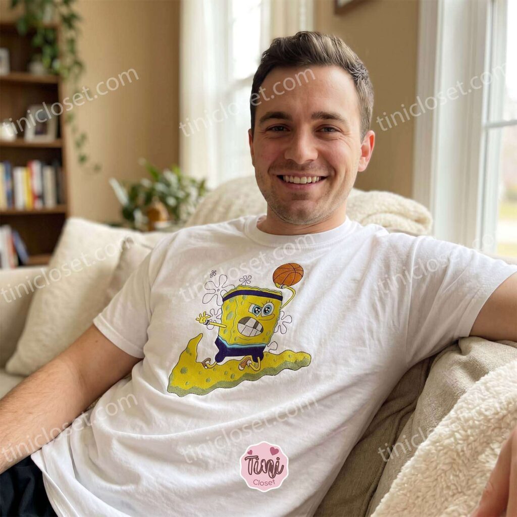 SpongeBob Basketball Cartoon Embroidered Sweatshirt, SpongeBob SquarePants Hoodie, Bestie Matching Shirts SpongeBob Basketball Cartoon Embroidered Sweatshirt, SpongeBob SquarePants Hoodie, Bestie Matching Shirts