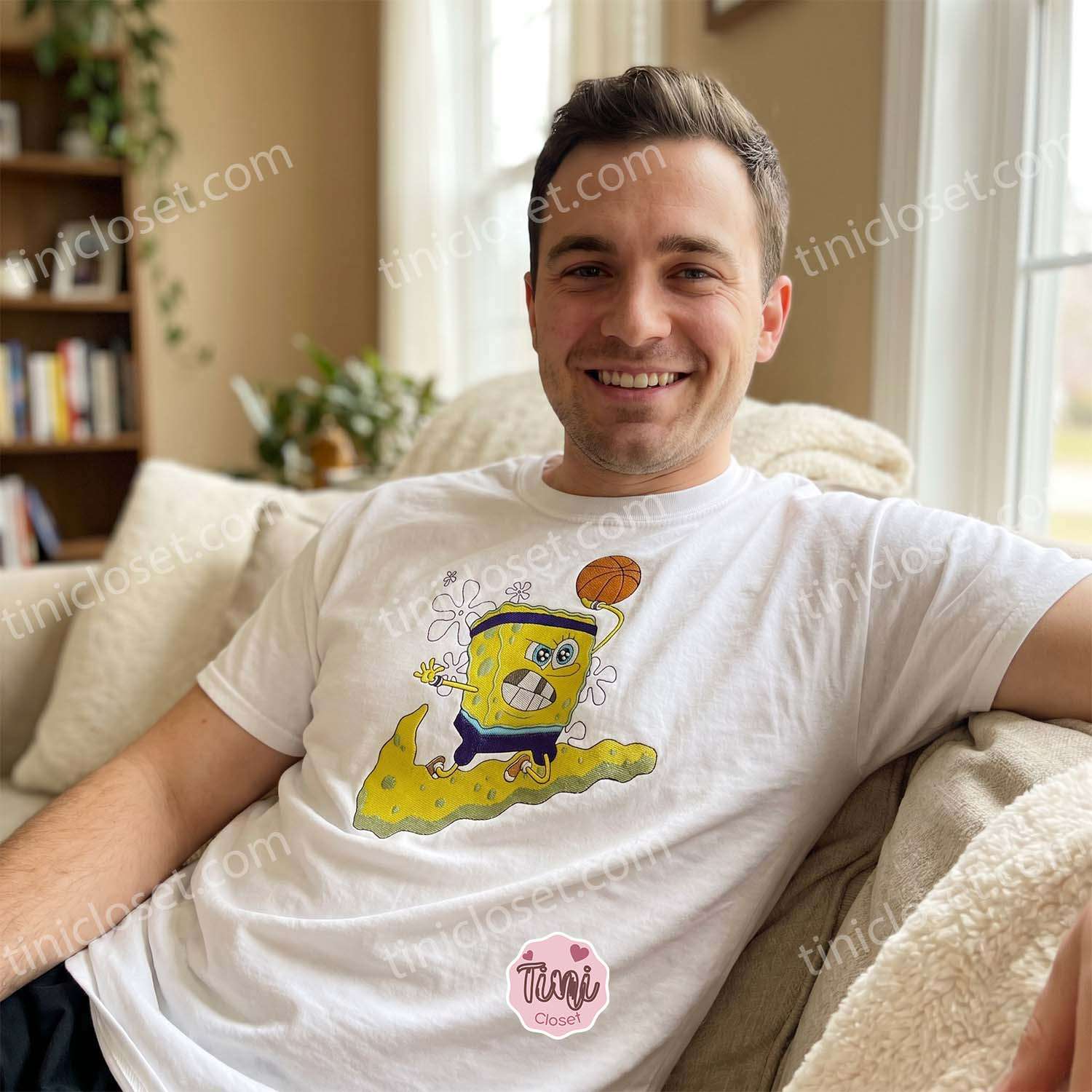 SpongeBob Basketball Cartoon Embroidered Sweatshirt, SpongeBob SquarePants Hoodie, Bestie Matching Shirts SpongeBob Basketball Cartoon Embroidered Sweatshirt, SpongeBob SquarePants Hoodie, Bestie Matching Shirts
