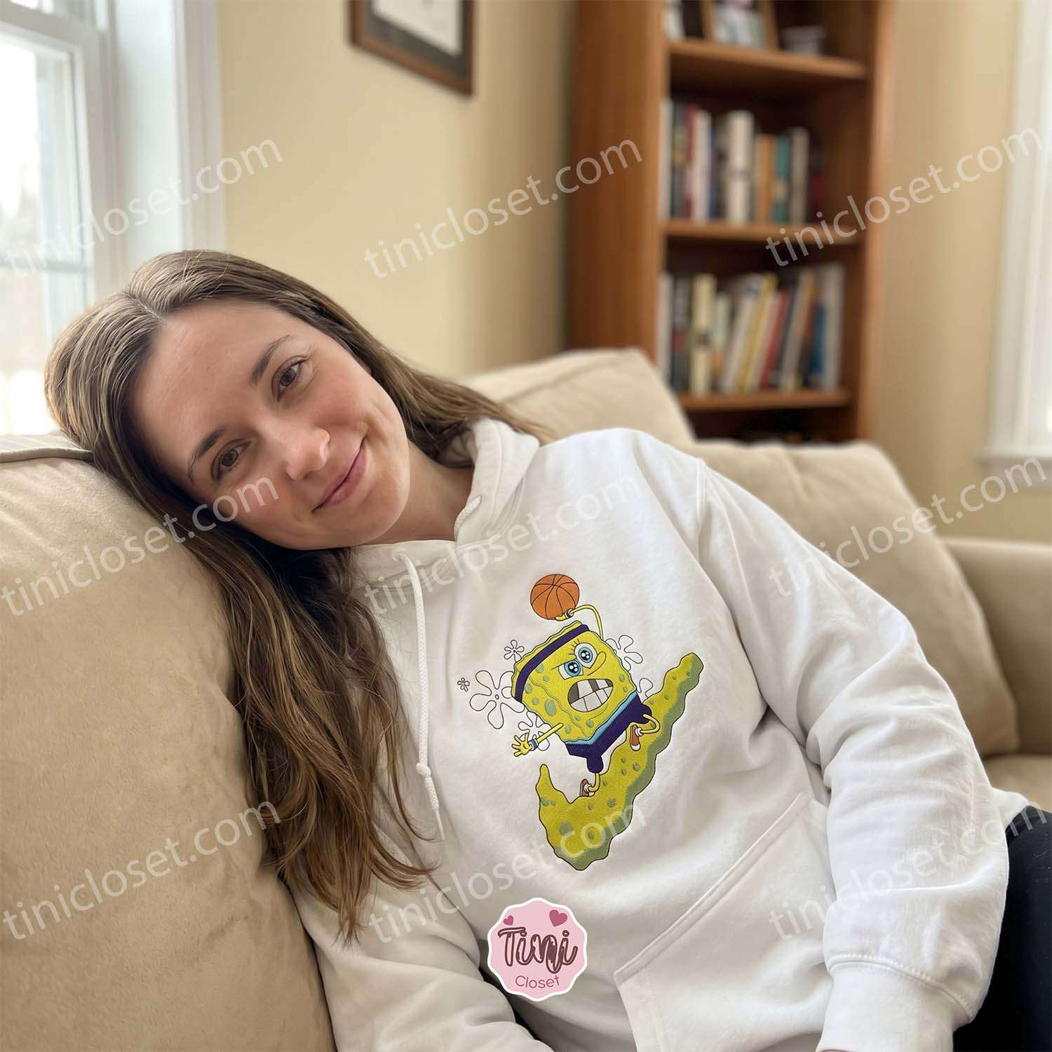 SpongeBob Basketball Cartoon Embroidered Sweatshirt, SpongeBob SquarePants Hoodie, Bestie Matching Shirts SpongeBob Basketball Cartoon Embroidered Sweatshirt, SpongeBob SquarePants Hoodie, Bestie Matching Shirts