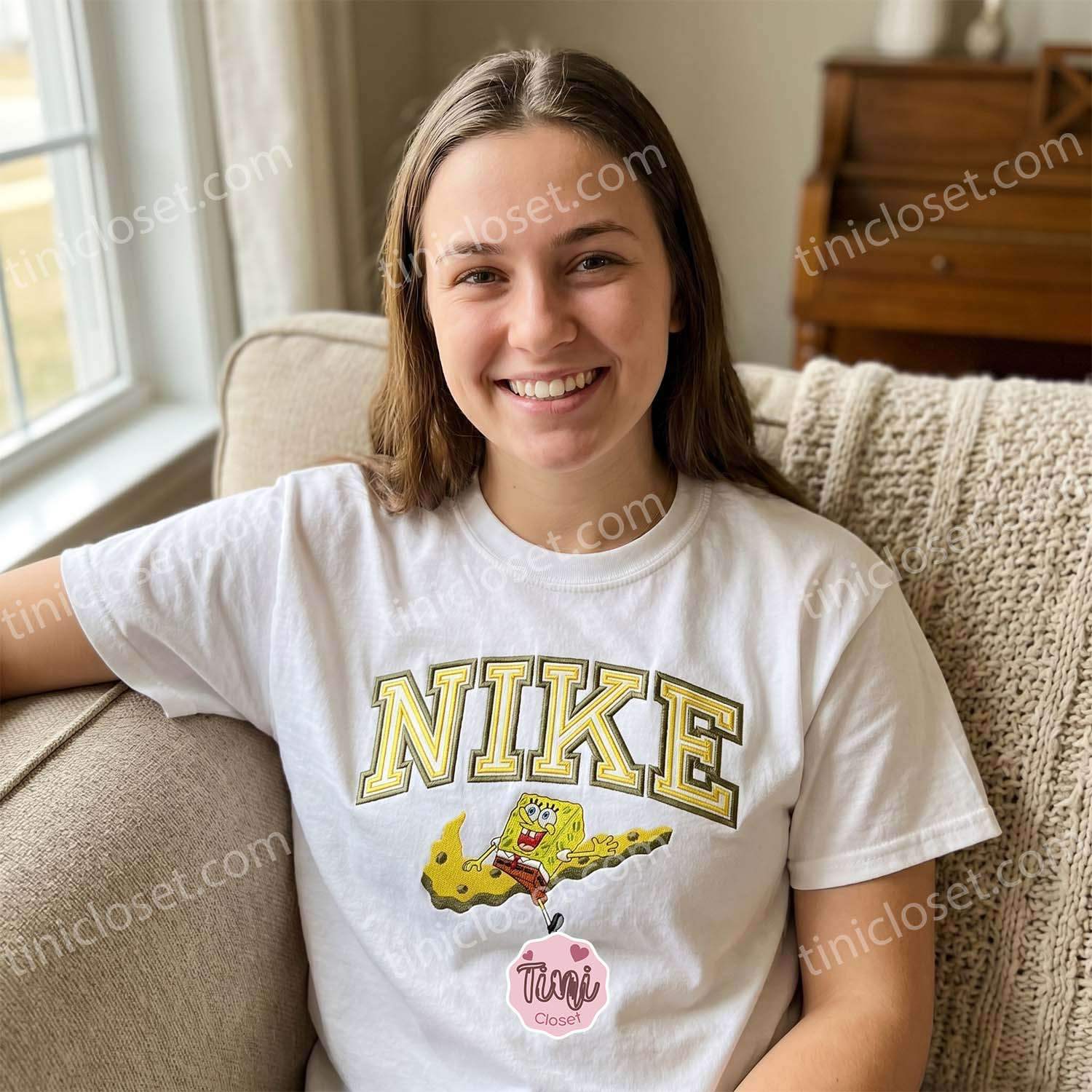 Happy SpongeBob Embroidered Sweatshirt, Cartoon Streetwear Hoodie & Apparel, Long Distance Relationship Gift Happy SpongeBob Embroidered Sweatshirt, Cartoon Streetwear Hoodie & Apparel, Long Distance Relationship Gift