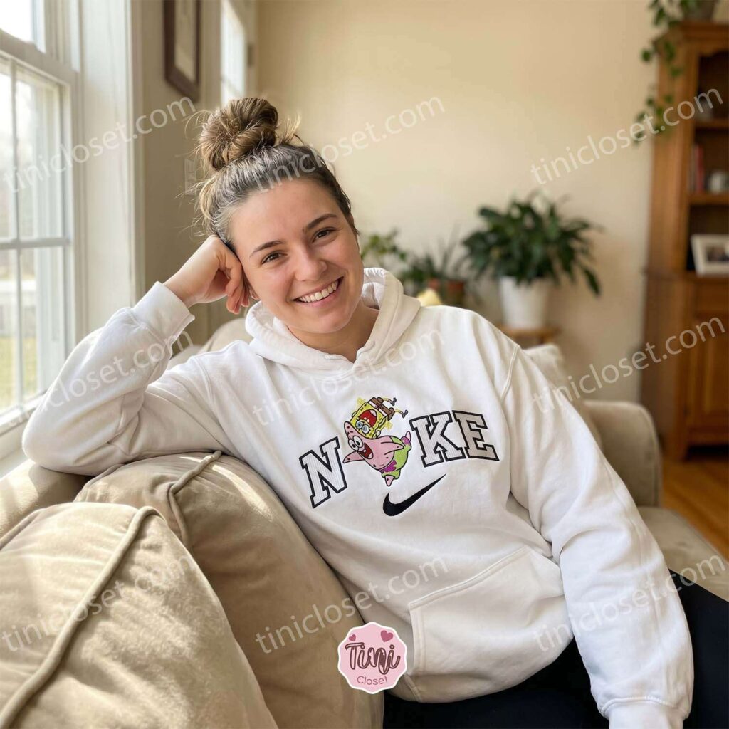 Funny SpongeBob and Patrick Star Embroidered Sweatshirt, Nostalgic Y2K Cartoon Hoodie, Bestie Matching Shirts Funny SpongeBob and Patrick Star Embroidered Sweatshirt, Nostalgic Y2K Cartoon Hoodie, Bestie Matching Shirts