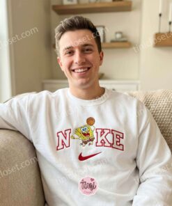 SpongeBob Basketball Embroidered Sweatshirt, SpongeBob SquarePants Embroidered T shirt, Boyfriend Hoodie Gift (3)