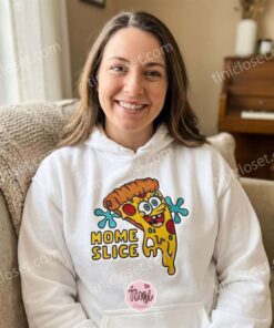 Funny Home Slice Pizza SpongeBob Cartoon Crewneck, SpongeBob SquarePants Embroidered T shirt, Matching Couple Hoodies (2)