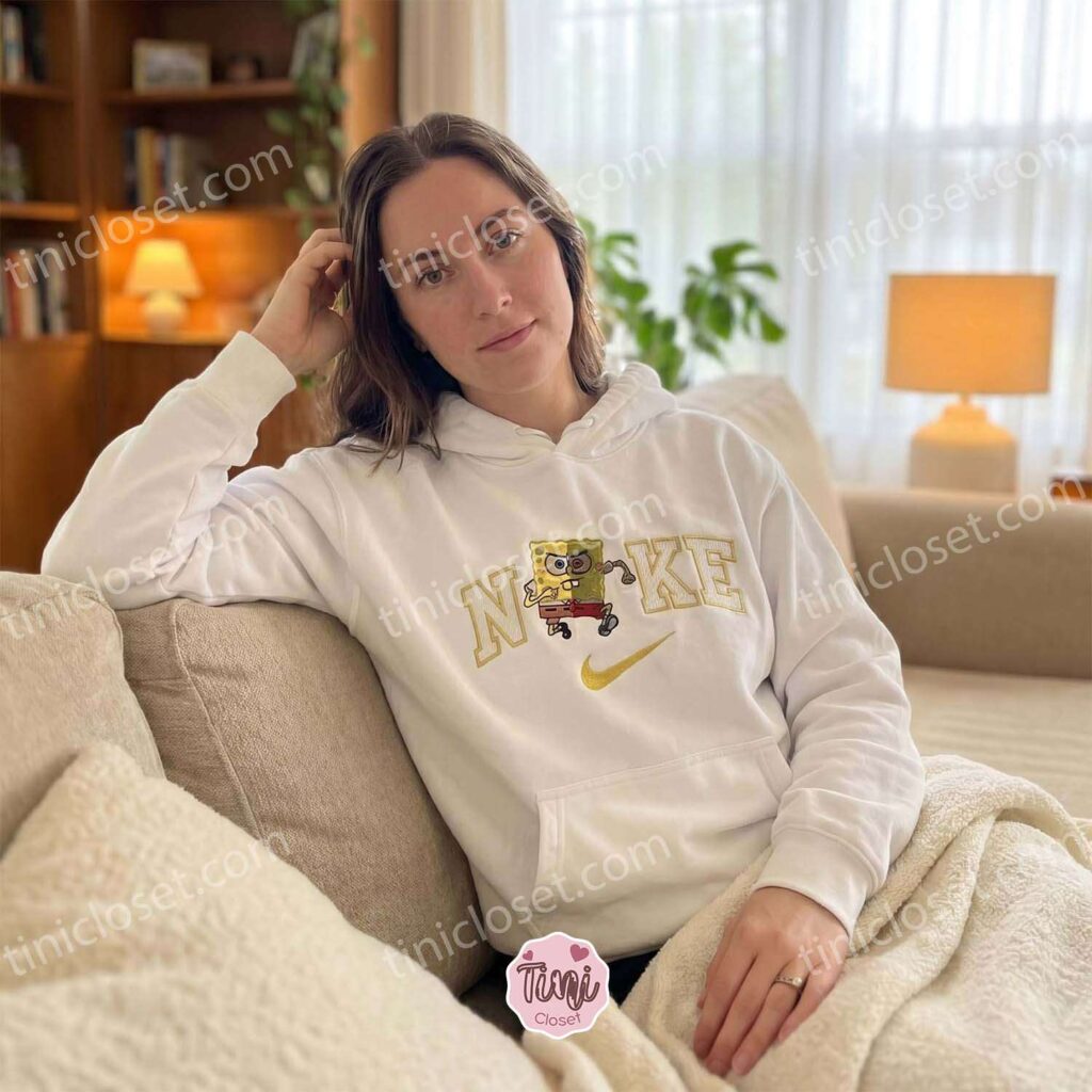Split Face Good and Evil SpongeBob Embroidered Sweatshirt, Cartoon Embroidered Hoodie, Galentine Gift Ideas Split Face Good and Evil SpongeBob Embroidered Sweatshirt, Cartoon Embroidered Hoodie, Galentine Gift Ideas