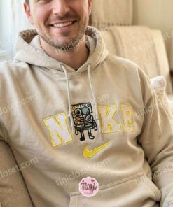 Funny Skeleton SpongeBob Mashup Embroidered Sweatshirt, Edgy Nostalgic Cartoon T shirt, Boyfriend Hoodie Gift (3)