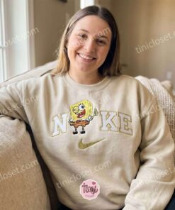 Cartoon SpongeBob Embroidered Sweatshirt, Y2K Nostalgic Graphic Tee, Retro Bestie Matching Shirts & Hoodies (1)