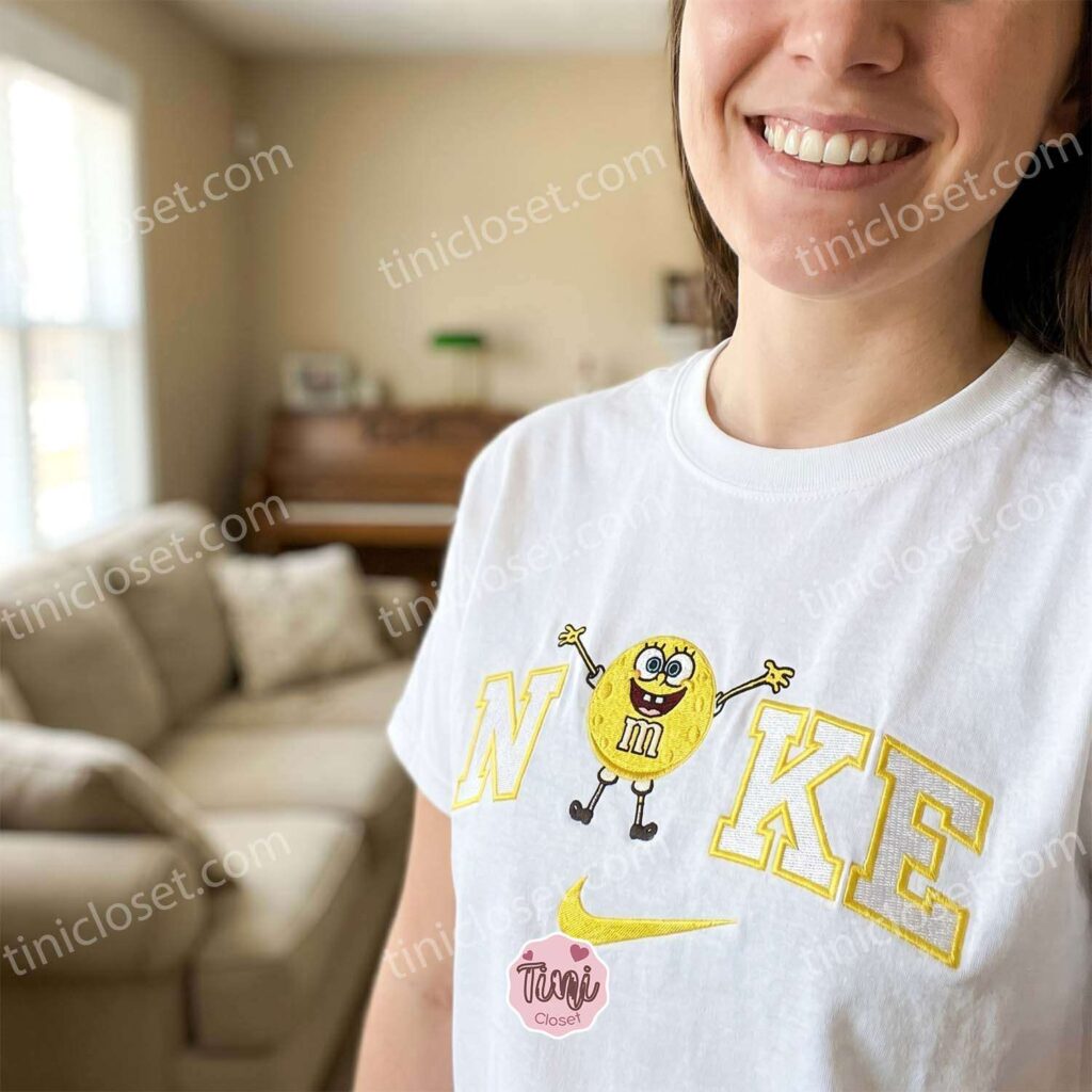 Funny SpongeBob Cartoon Embroidered Sweatshirt, Nostalgic 90s Pop Culture Mashup T-shirt, Boyfriend Hoodie Gift