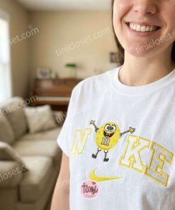 Funny SpongeBob Cartoon Embroidered Sweatshirt, Nostalgic 90s Pop Culture Mashup T shirt, Boyfriend Hoodie Gift (1)