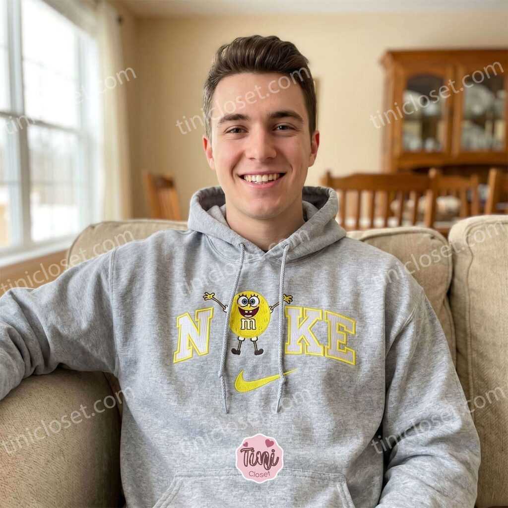 Funny SpongeBob Cartoon Embroidered Sweatshirt, Nostalgic 90s Pop Culture Mashup T-shirt, Boyfriend Hoodie Gift