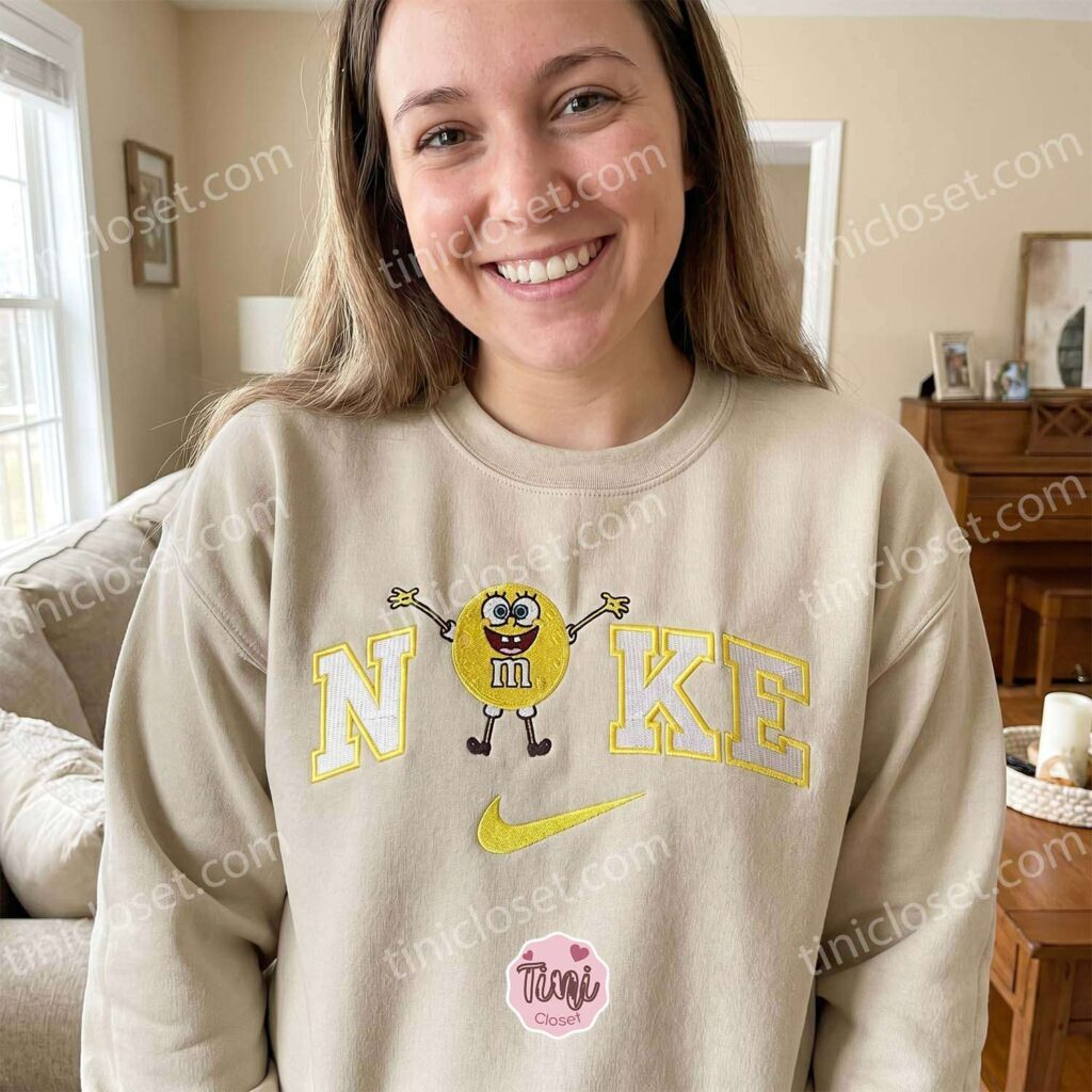 Funny SpongeBob Cartoon Embroidered Sweatshirt, Nostalgic 90s Pop Culture Mashup T-shirt, Boyfriend Hoodie Gift