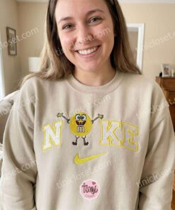 Funny SpongeBob Cartoon Embroidered Sweatshirt, Nostalgic 90s Pop Culture Mashup T shirt, Boyfriend Hoodie Gift (4)