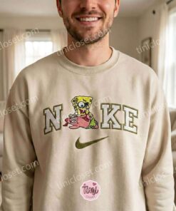 Zombie SpongeBob Cartoon Embroidered Sweatshirt, Creepy Horror Nostalgia Graphic Hoodie, Dark Humor Apparel, Boyfriend Hoodie Gift (4)