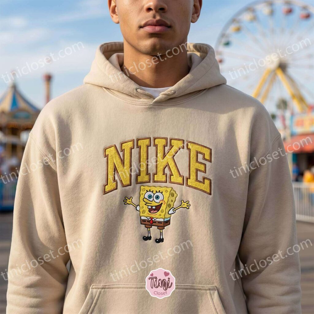 Funny SpongeBob Embroidered Sweatshirt, SpongeBob SquarePants Cartoon T-shirt, Boyfriend Hoodie Gift