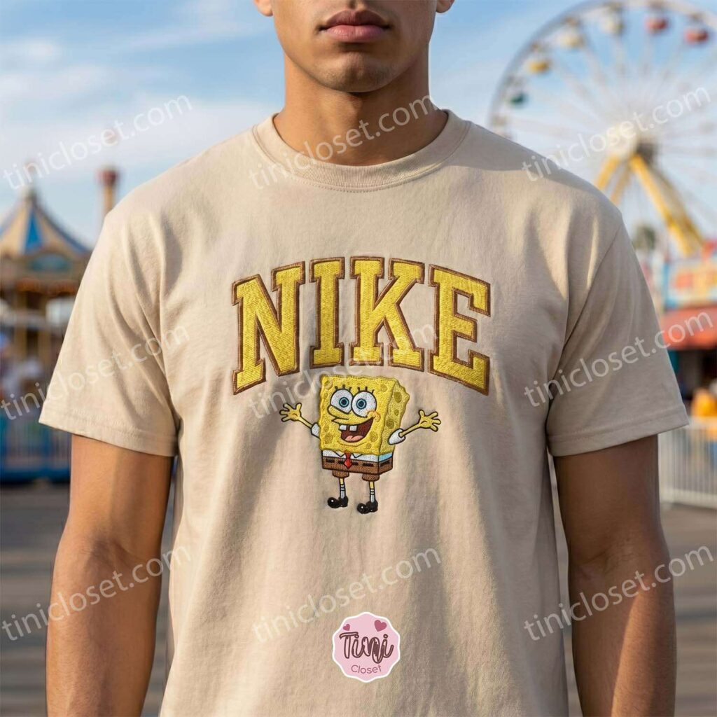 Funny SpongeBob Embroidered Sweatshirt, SpongeBob SquarePants Cartoon T-shirt, Boyfriend Hoodie Gift