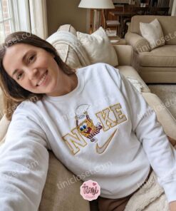 SpongeBob with Pillow Embroidered Sweatshirt, SpongeBob SquarePants Embroidered Hoodie, Galentine Gift Idea (1)