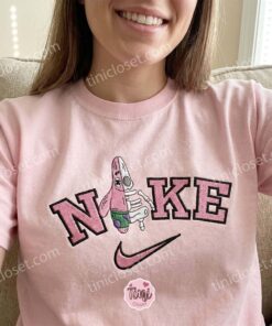Patrick Star Skeleton Embroidered Sweatshirt, SpongeBob SquarePants Embroidered T-shirt, Couple Embroidered Hoodie