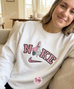 Patrick Star Skeleton Embroidered Sweatshirt, SpongeBob SquarePants Embroidered T shirt, Couple Embroidered Hoodie (2)
