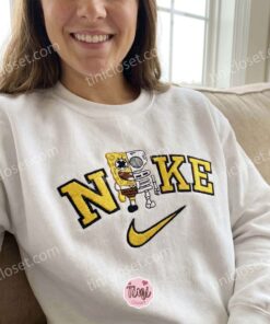 SpongeBob Skeleton Embroidered Sweatshirt, SpongeBob SquarePants Embroidered T-shirt, Couple Embroidered Hoodie