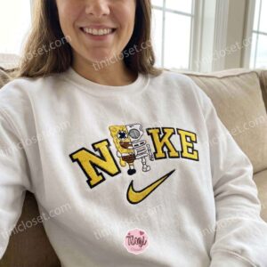 SpongeBob Skeleton Embroidered Sweatshirt, SpongeBob SquarePants Embroidered T shirt, Couple Embroidered Hoodie (1)
