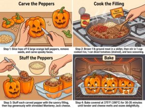 Jack o' Lantern Stuffed Bell Peppers Jack o' Lantern Stuffed Bell Peppers