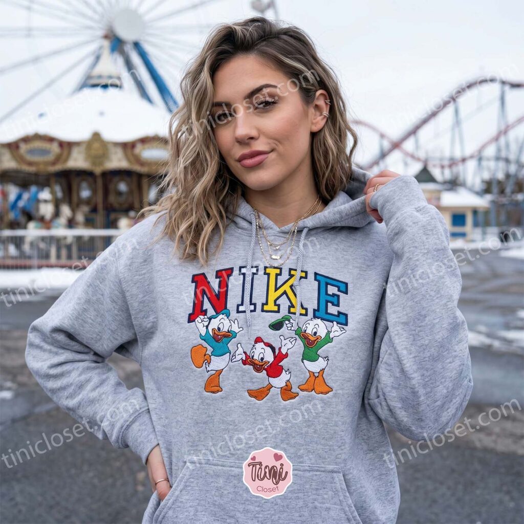 Huey Dewey Louie Donald Duck Nephews Embroidered Sweatshirt, Custom Cartoon Crewneck and Hoodie, Bestie Matching Shirts Huey Dewey Louie Donald Duck Nephews Embroidered Sweatshirt, Custom Cartoon Crewneck and Hoodie, Bestie Matching Shirts