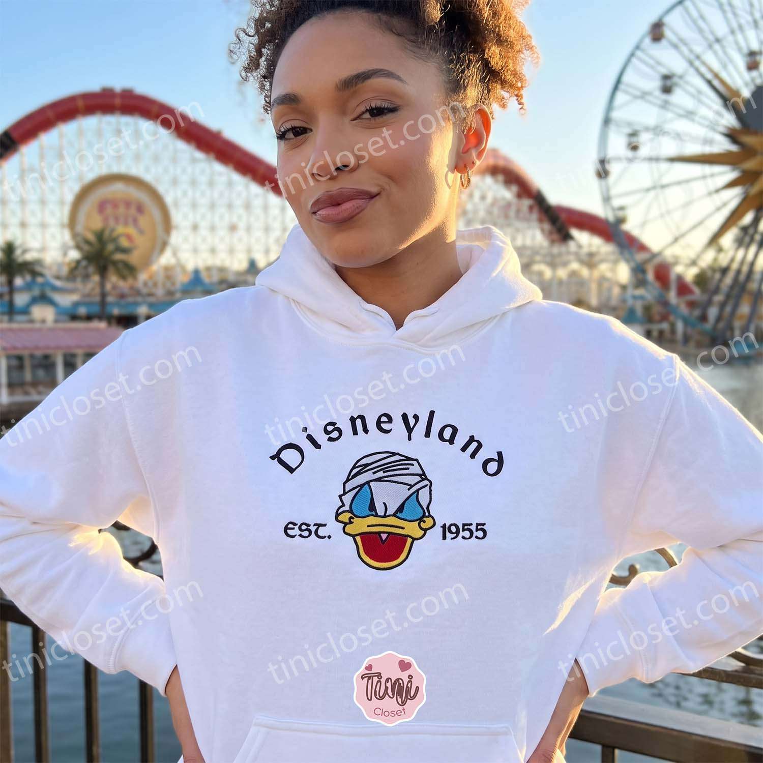 Disneyland Donald Halloween Est. 1955 Embroidered Sweatshirt, Halloween Embroidered Hoodie, Best Gift for Boyfriend Disneyland Donald Halloween Est. 1955 Embroidered Sweatshirt, Halloween Embroidered Hoodie, Best Gift for Boyfriend