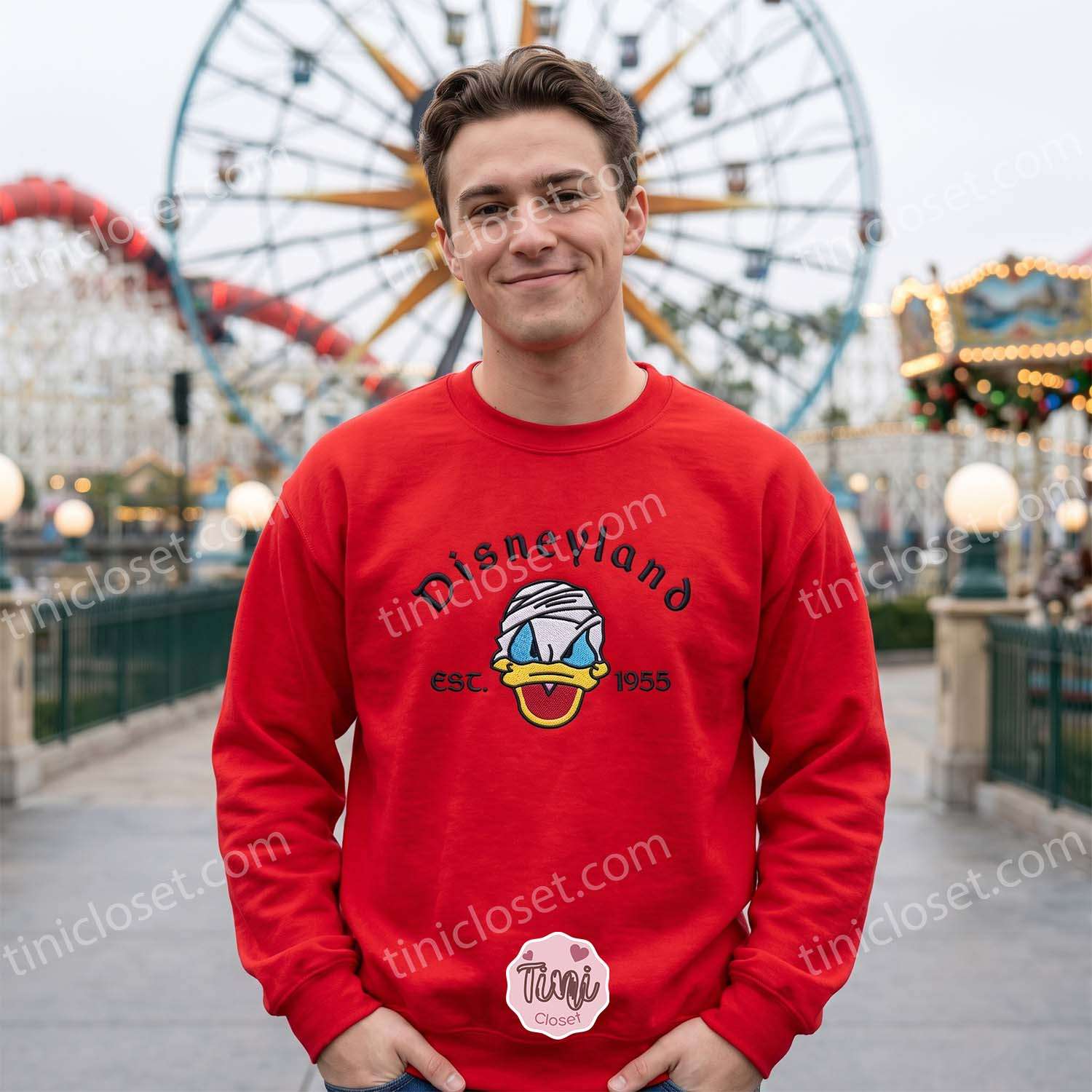 Disneyland Donald Halloween Est. 1955 Embroidered Sweatshirt, Halloween Embroidered Hoodie, Best Gift for Boyfriend Disneyland Donald Halloween Est. 1955 Embroidered Sweatshirt, Halloween Embroidered Hoodie, Best Gift for Boyfriend
