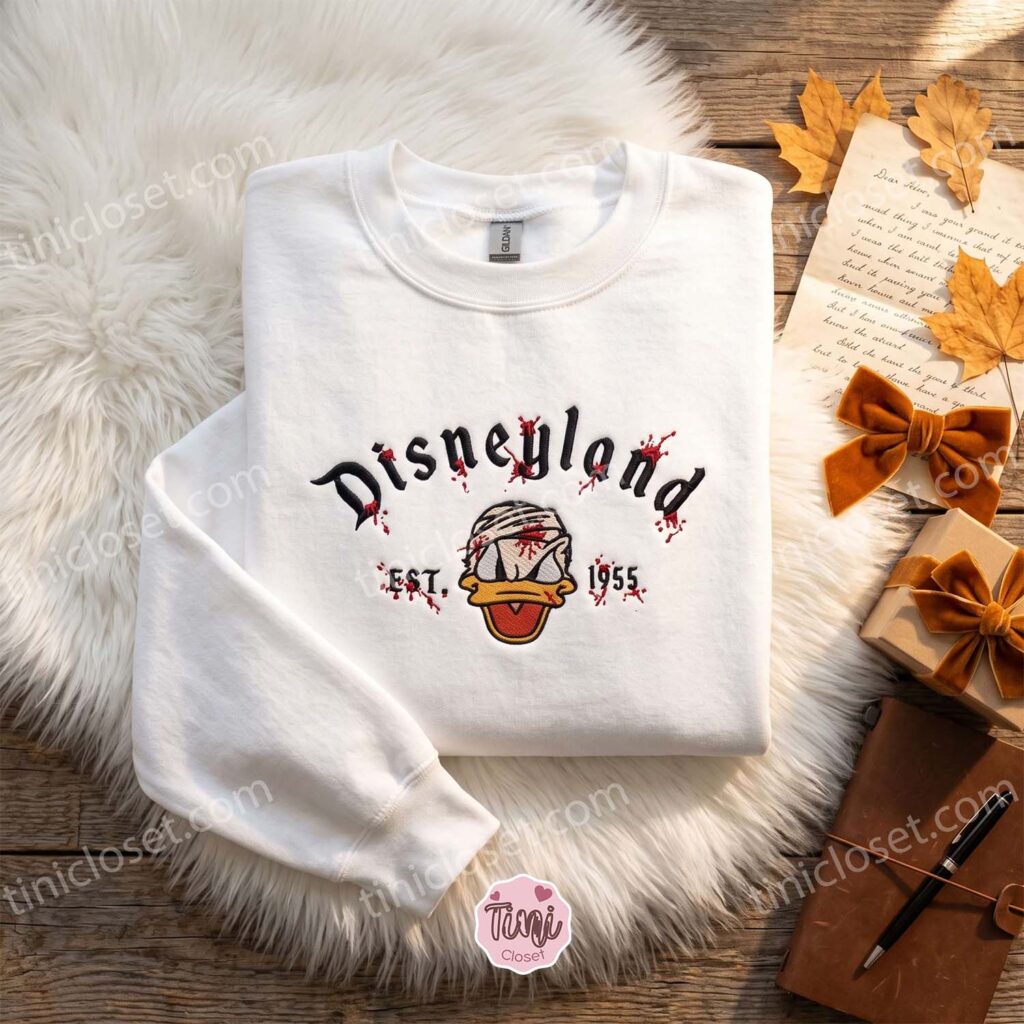 Donald Disneyland Halloween Est. 1955 Embroidered Sweatshirt, Disney Halloween Embroidered Hoodie, Halloween Shirt Ideas