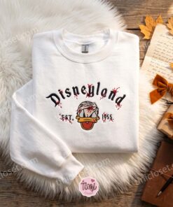 Donald Disneyland Halloween Est. 1955 Embroidered Sweatshirt, Disney Halloween Embroidered Hoodie, Halloween Shirt Ideas (2)