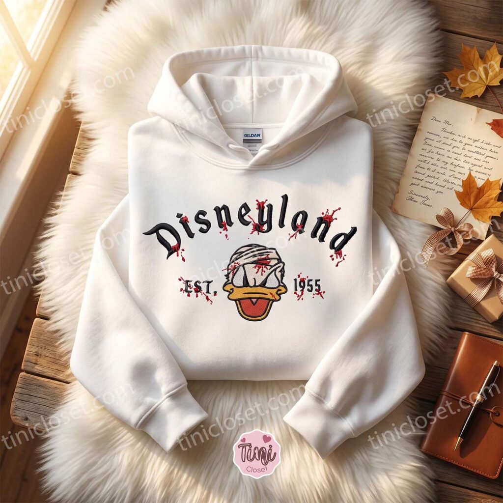 Donald Disneyland Halloween Est. 1955 Embroidered Sweatshirt, Disney Halloween Embroidered Hoodie, Halloween Shirt Ideas