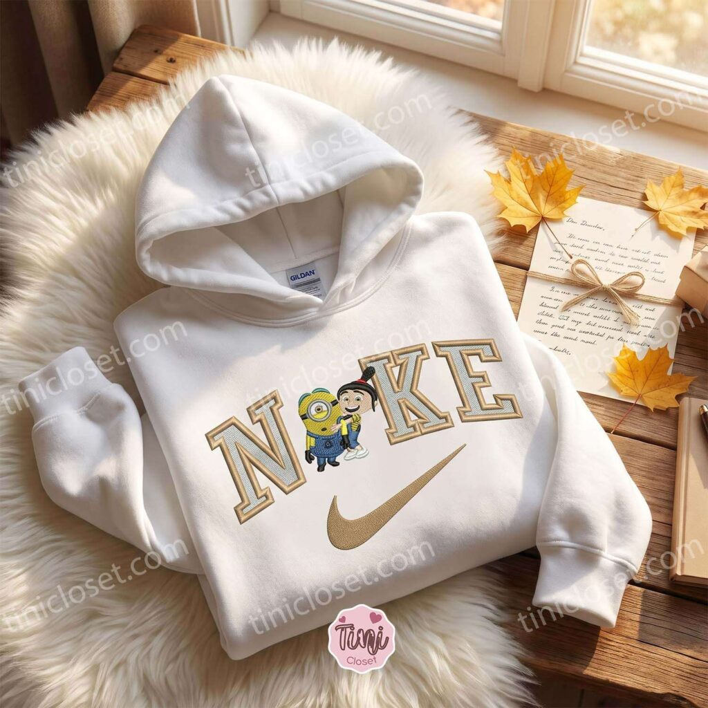 Stuart Minion and Agnes Gru Embroidered Hoodie, Minions Movie Embroidered Sweatshirt, Galentine Gift Ideas