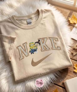 Stuart Minion and Agnes Gru Embroidered Hoodie, Minions Movie Embroidered Sweatshirt, Galentine Gift Ideas (3)