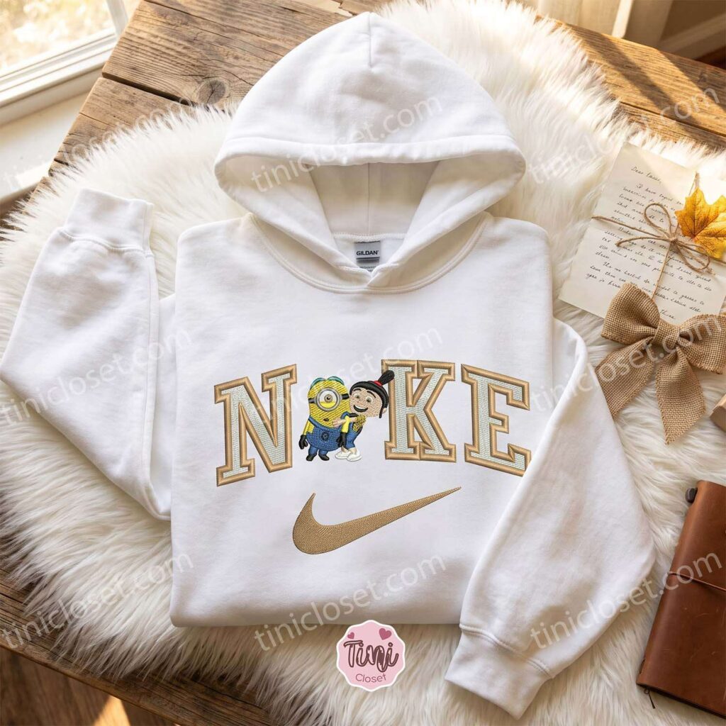 Stuart Minion and Agnes Gru Embroidered Hoodie, Minions Movie Embroidered Sweatshirt, Galentine Gift Ideas