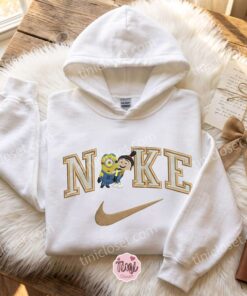 Stuart Minion and Agnes Gru Embroidered Hoodie, Minions Movie Embroidered Sweatshirt, Galentine Gift Ideas (4)