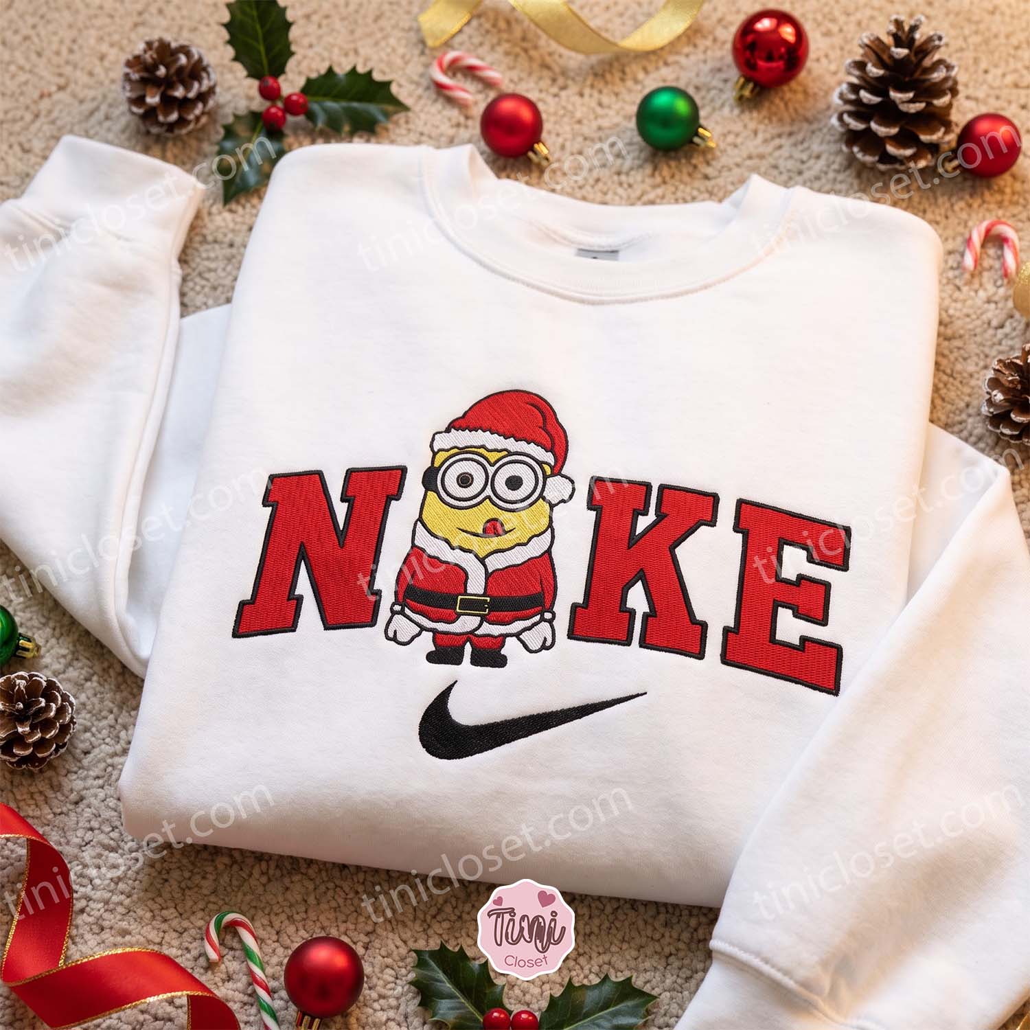 Dave Minion Santa Claus Embroidered Sweatshirt, Minions Movie Embroidered Shirt, Best Christmas Day Gift Ideas Dave Minion Santa Claus Embroidered Sweatshirt, Minions Movie Embroidered Shirt, Best Christmas Day Gift Ideas